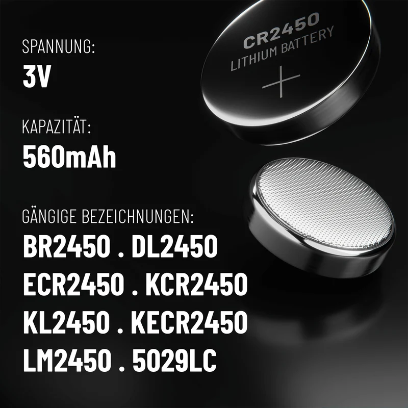 CR2450 Knopfzellen, 3 V Lithium
