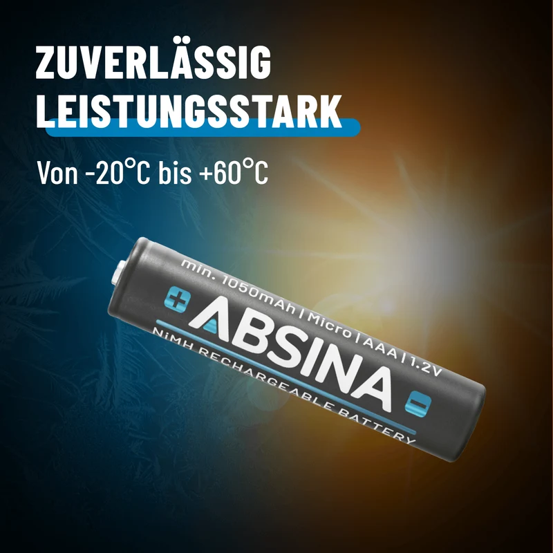 Akkus AAA Typ 1150, 1,2 V NiMH, mindestens 1.050 mAh