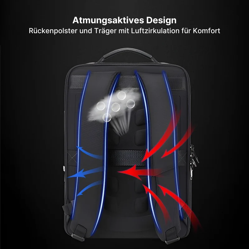 Anti-Diebstahl-Leder-Laptop-Rucksack mit USB-Ladefunktion