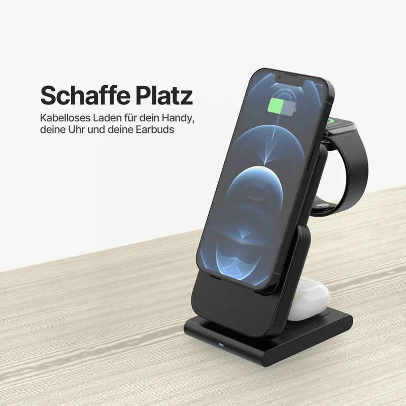 PowerMag 3-in-1 Magnetisches Kabelloses Ladegerät mit Ständer
