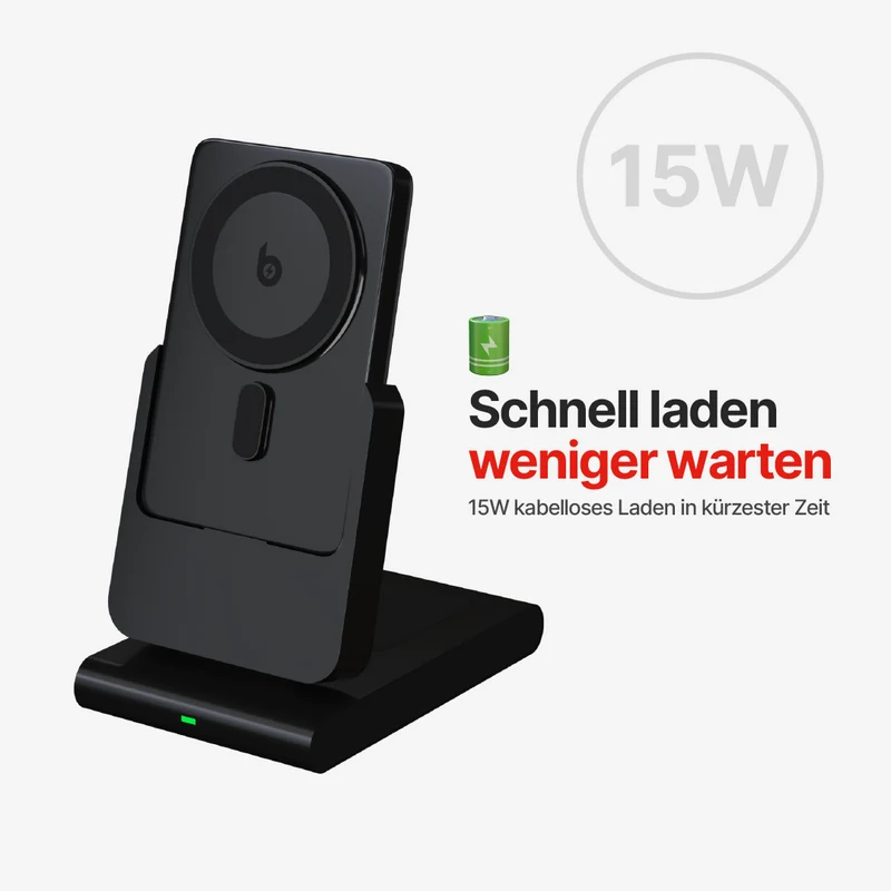 PowerMag 3-in-1 Magnetisches Kabelloses Ladegerät mit Ständer