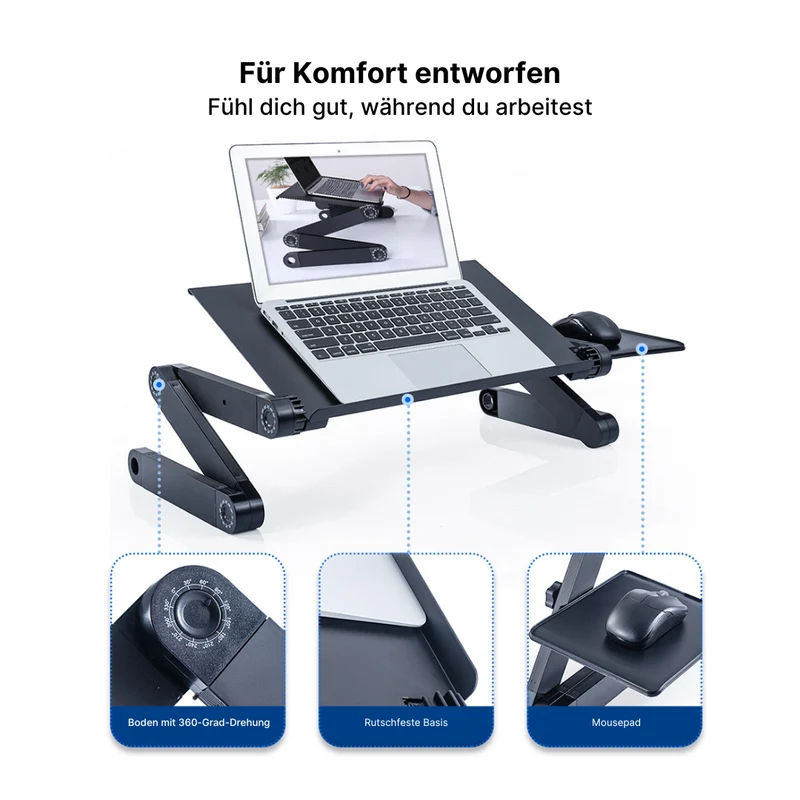 Aluminium-Laptopständer mit verstellbarem Regal