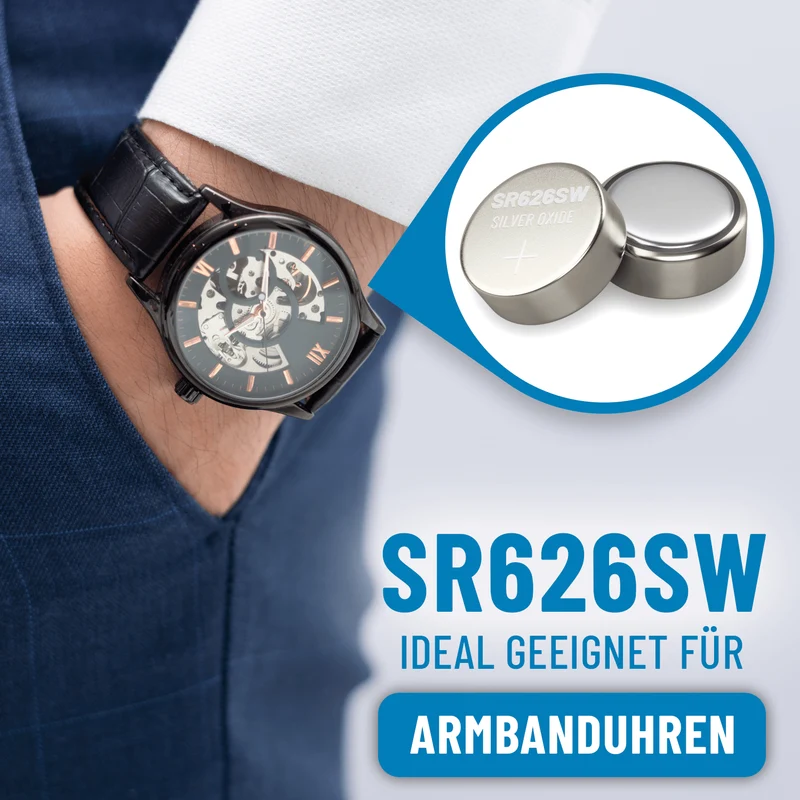 SR626SW Uhrenbatterien, 1,55 V Silberoxid