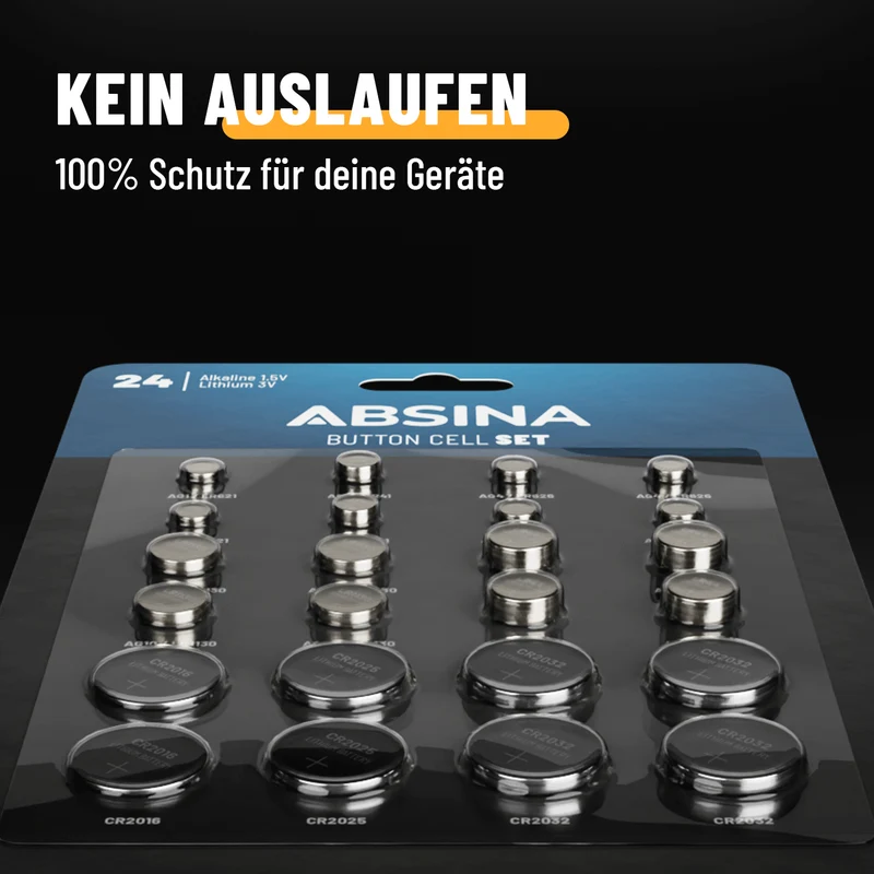Knopfzellenset mit 8 Sorten, Alkaline und Lithium