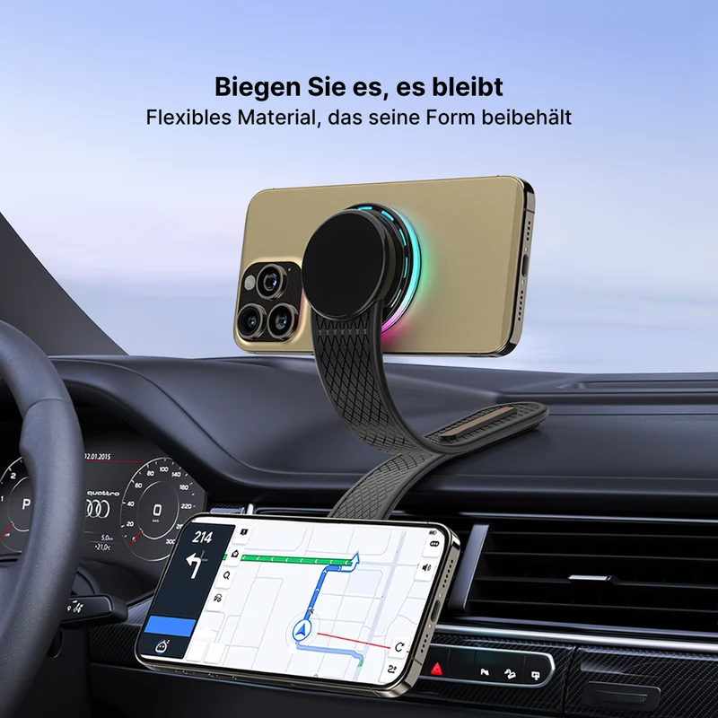 RGB-Autoladegerät Biegsamer Magnetischer Kabelloser Handy-Ladegerät