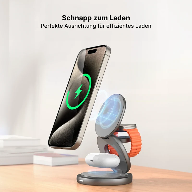 FlexCharge 3-in-1 Magnetisches Kabelloses Ladegerät