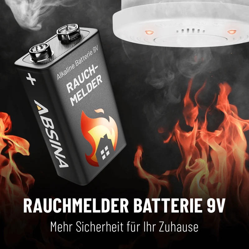 9 V Blockbatterien für Rauchmelder, Alkaline