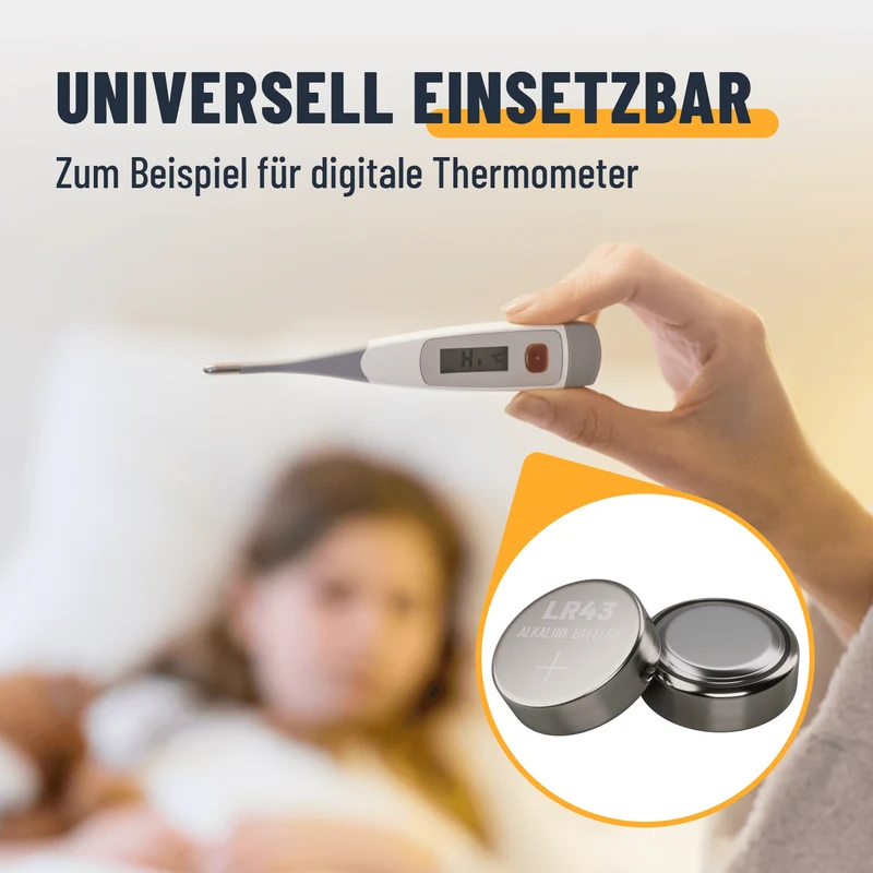 LR43 Knopfzellen (AG12), 1,5 V Alkaline