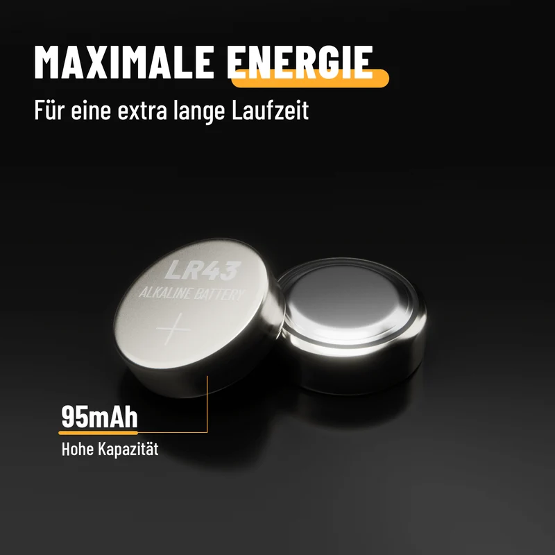 LR43 Knopfzellen (AG12), 1,5 V Alkaline