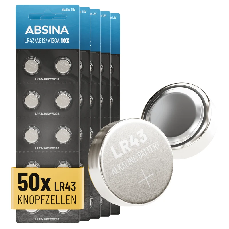 LR43 Knopfzellen (AG12), 1,5 V Alkaline