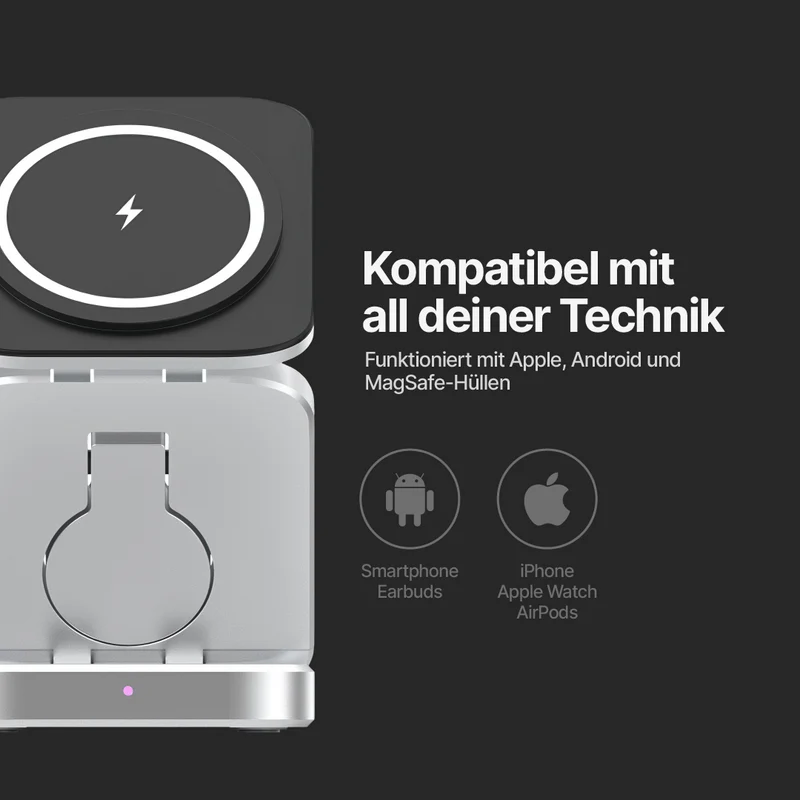 ChargeDeck 3-in-1 Faltbare Kabellose Ladestation - Für Apple & Android