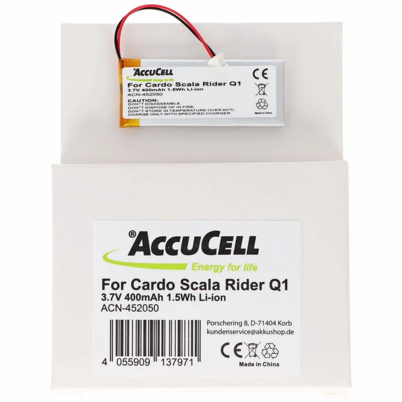 3,7V 320mAh LiPo Akku Passend Für Den Cardo Rider Q1 Scala Rider Q1 Scala Rider Q3 Solo Akku WW452050PL