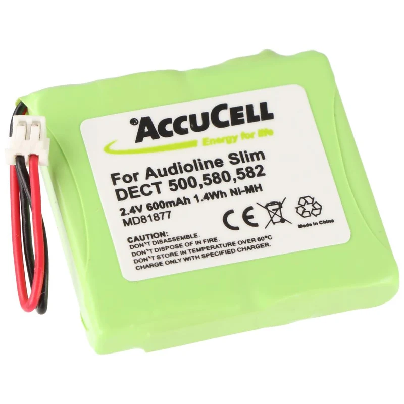 2,4V 600mAh NiMH Akku Passend Für MEDION MD81877, Audioline Slim 500, S63006