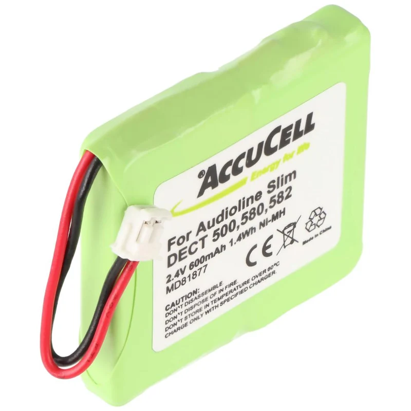 2,4V 600mAh NiMH Akku Passend Für MEDION MD81877, Audioline Slim 500, S63006