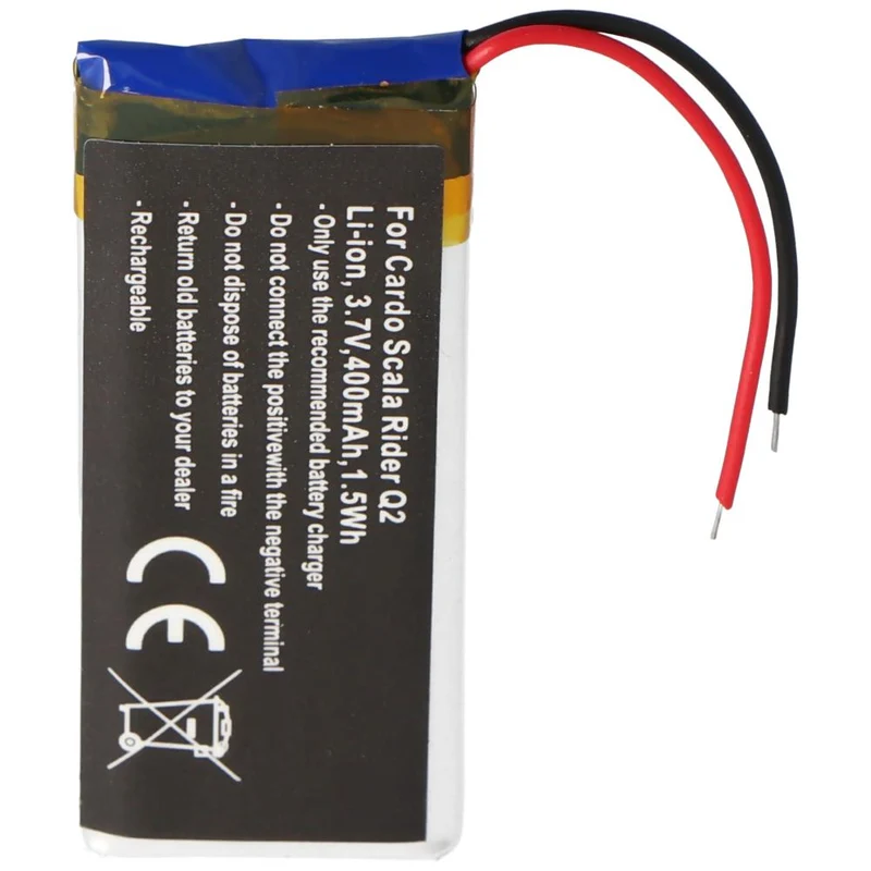 3,7V 400mAh Lipo Akku passend für Cardo Scala Rider Q2 Akku, Scala Rider Q2 Pro, BAT00008