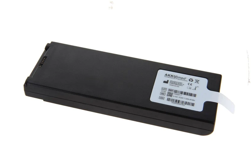 AKKUmed Li Ion Akku passend für Welch Allyn Connex VSM6000 (BATT99, BATT-99, 9 Cell) - 10,8 V 7500mAh 203x72x24 mm