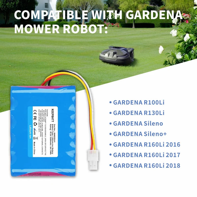KEEPBATT 18,5V 3500mAh Li-Ionen-Ersatzakku Für Gardena Sileno R100Li R130Li R160Li