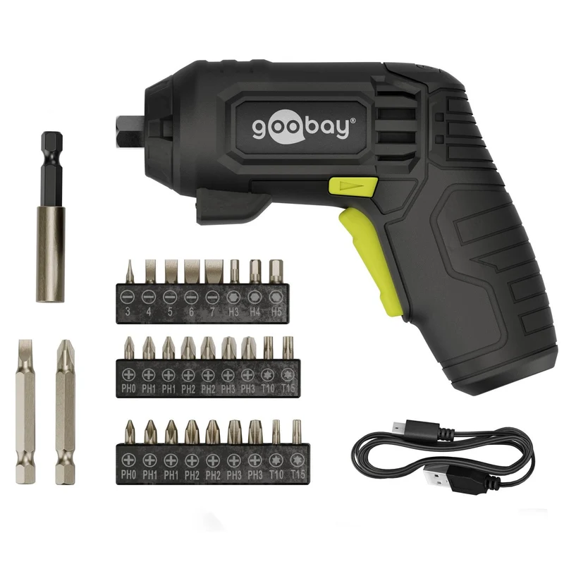 Goobay - Mini Akkuschrauber Set 31 Tlg., Schwarz