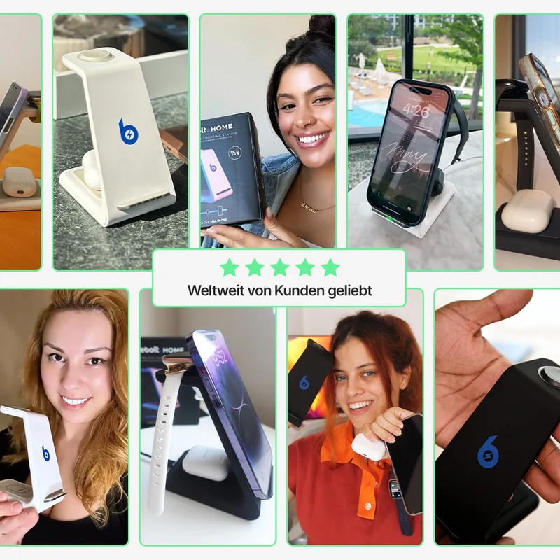 BlueBolt 3 in 1 Kabellose Ladestation, Apple, Samsung, Uhr, Airpods