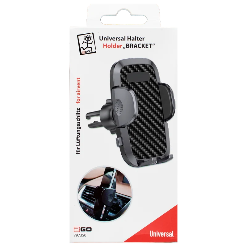 Universal Smartphone Halterung "Bracket" - Carbon-Look - 53 mm - 95 mm Breite - schwarz
