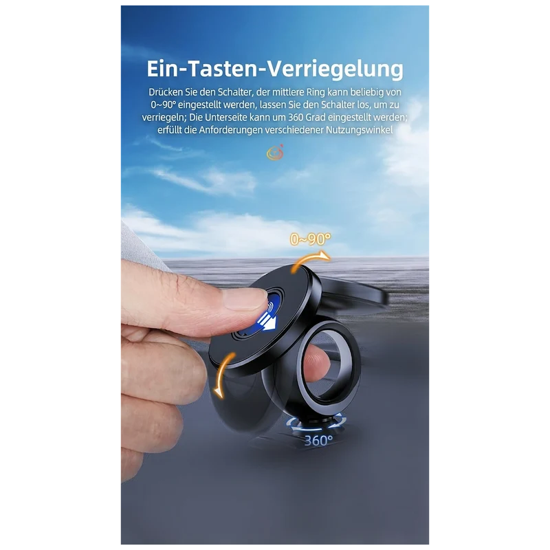 Universal Magnethalter "AirMag Pro" - 360° drehbar - 90° neigbar - 2 Metallplatten - schwarz