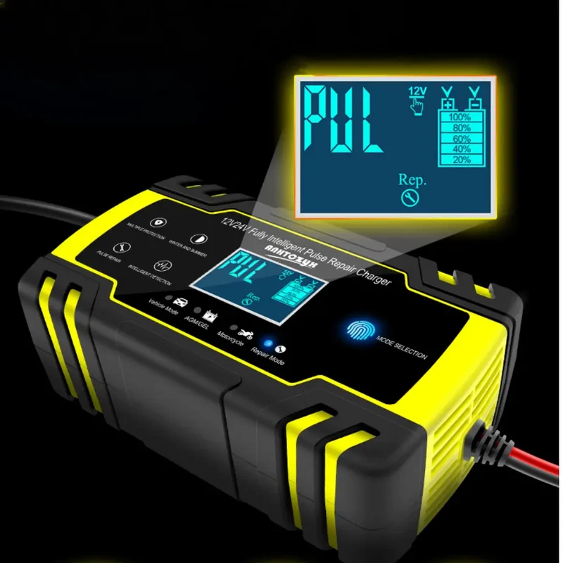 Anhtczyx 12V 24V Blei-Säure-Batterieladegerät Autobatterieladegerät für Motorradbatterie AGM