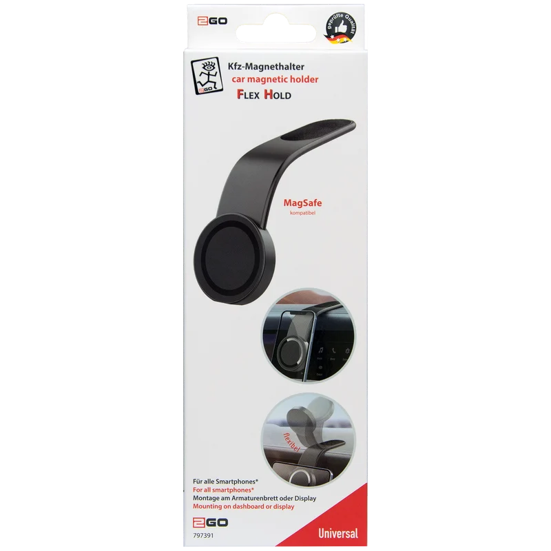 Universal Magnethalter "Flexhold" - MagSafe kompatibel - inkl. Metallring für universelle Nutzung - anthrazit