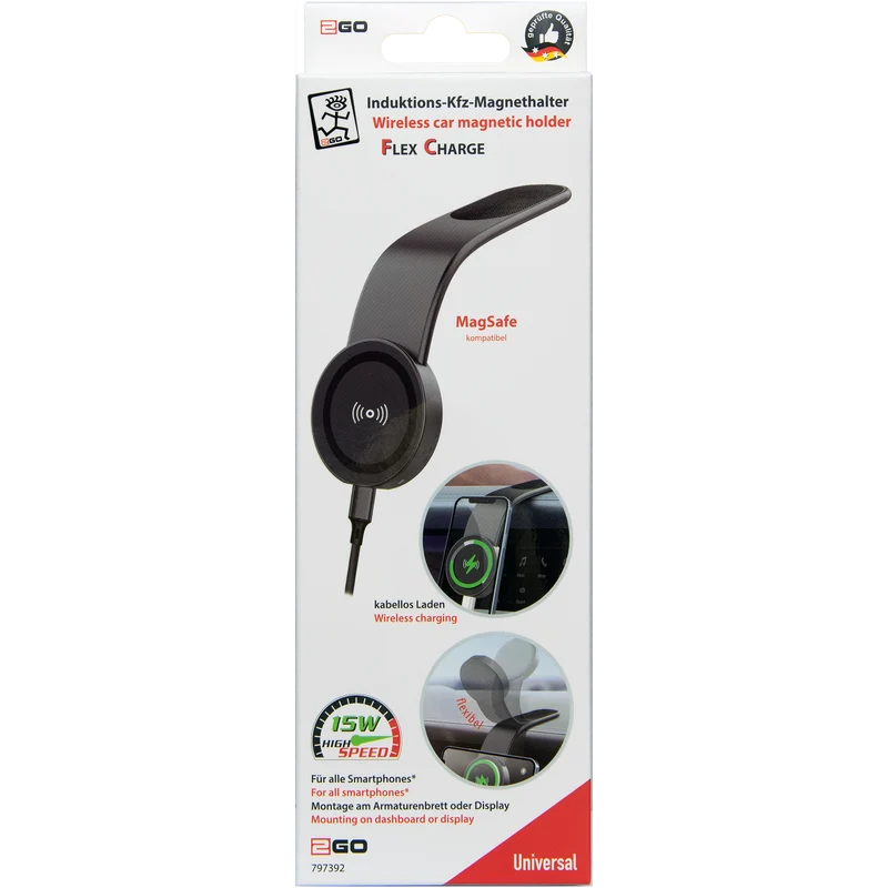 Universal Magnethalter "Flexcharge" - MagSafe kompatibel - inklusive Metallring zur universellen Nutzung - anthrazit