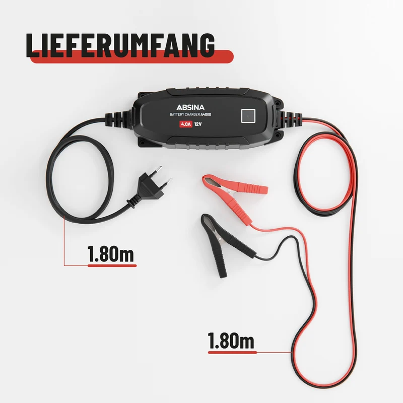 Ladegerät für Autobatterien A4000, 12 V, 4 A