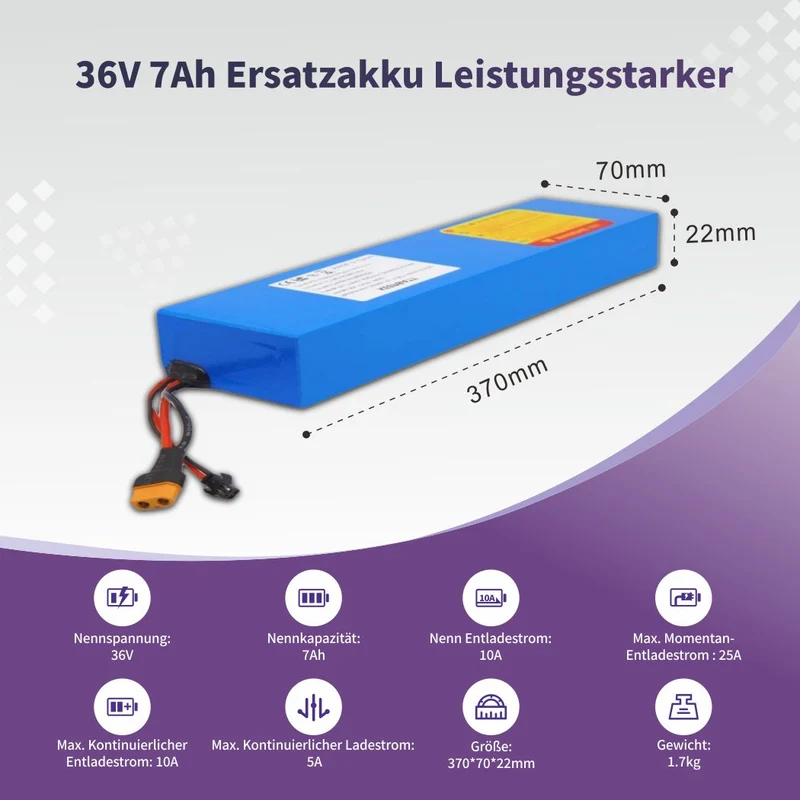 KEEPBATT 36V 7Ah Ersatzakku für DOC GREEN ESA 800 eKFV E-Scooter EU-Lager Versand
