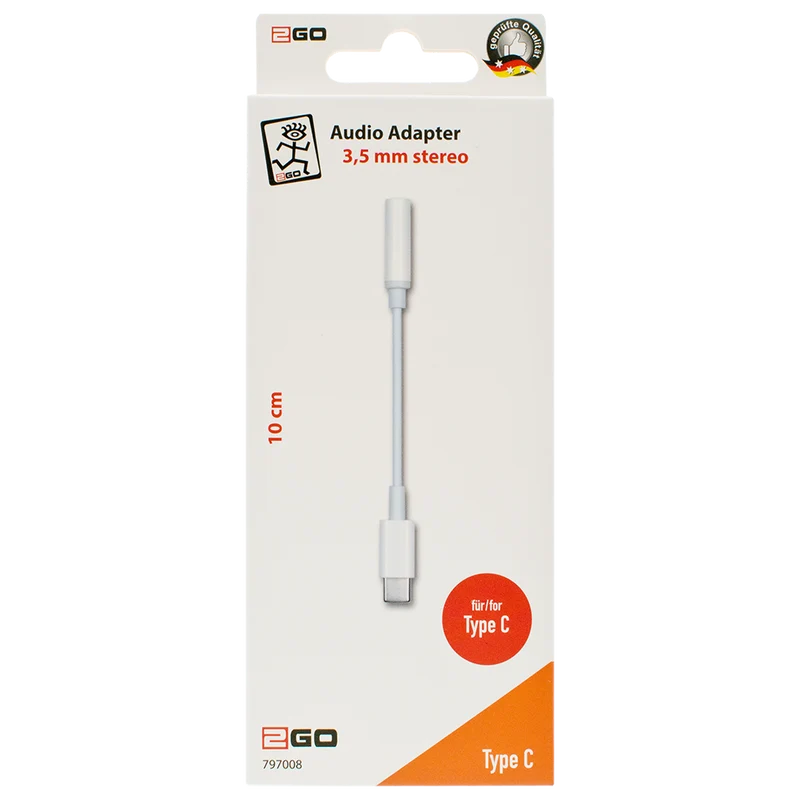 Audio-Adapter - USB Type-C Stecker auf 3,5 mm Klinkenbuchse - weiß
