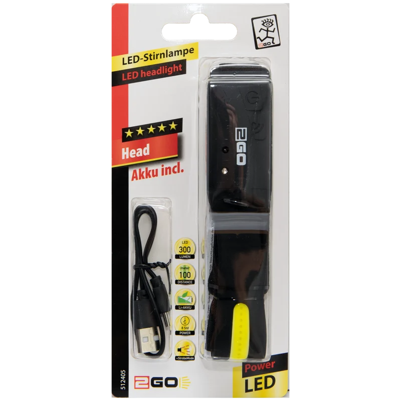 LED Kopfleuchte mit Stirnband - LED-Spot - Leuchtband - größenverstellbar