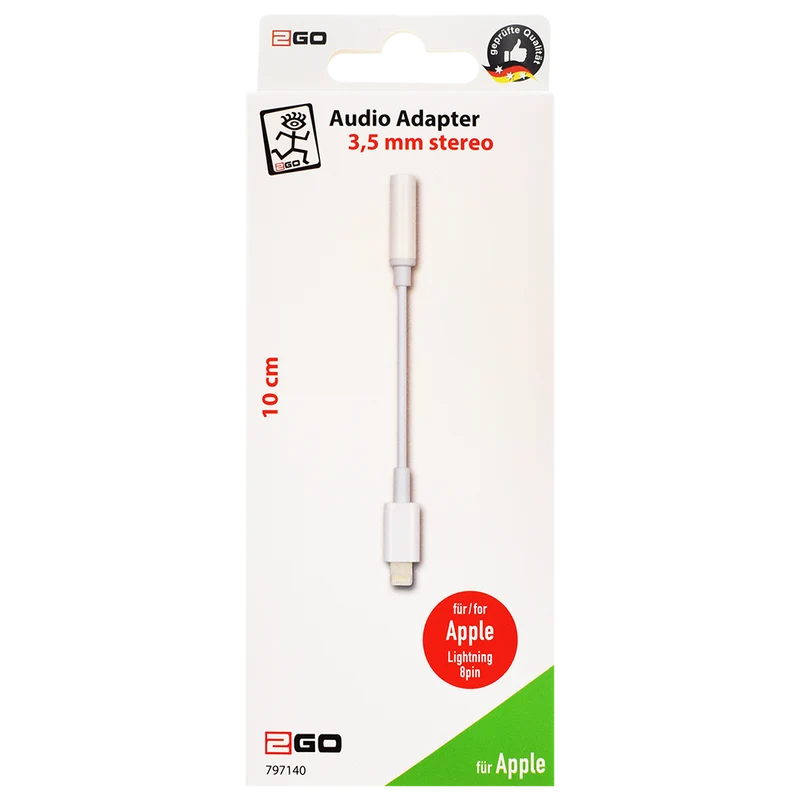 Audio-Adapter - Lightning-Stecker auf 3,5 mm Klinkenbuchse - 10 cm - weiß