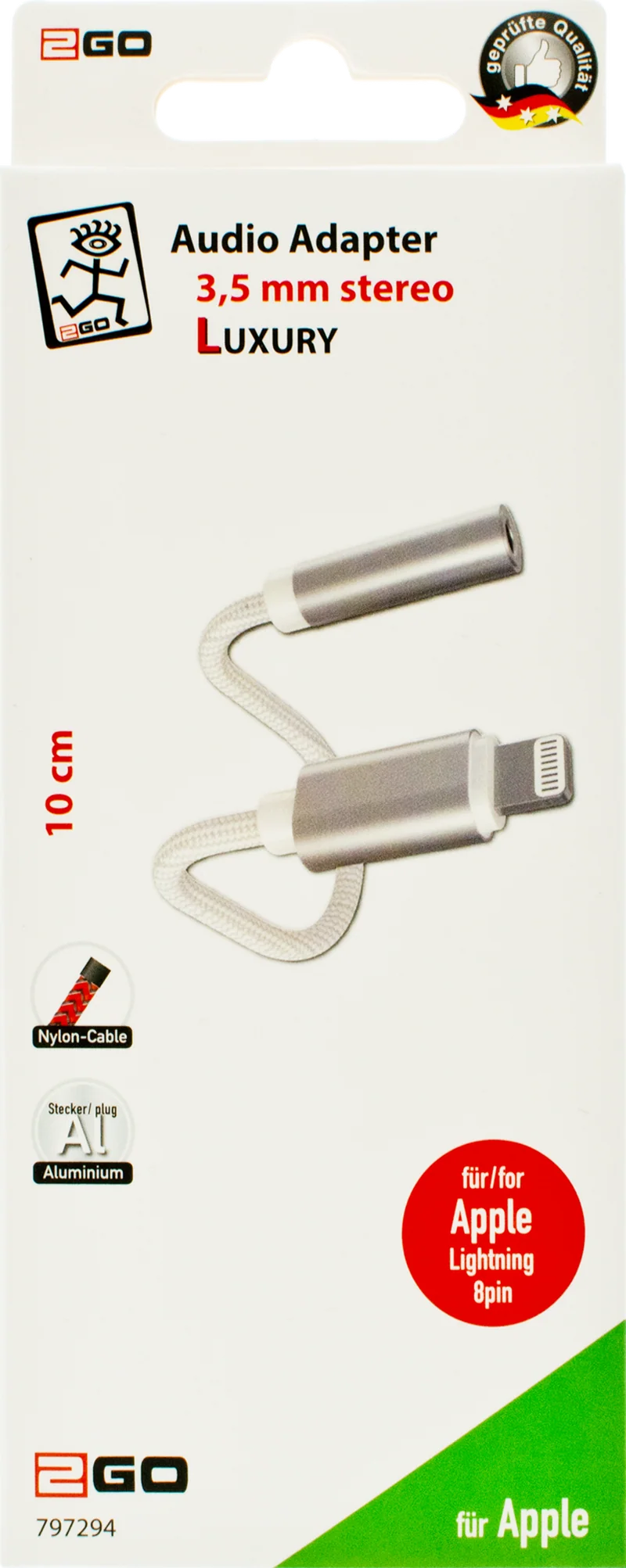 Audio Adapter "Luxury" - Lightning-Stecker 3,5 mm Klinkenbuchse - 10 cm
