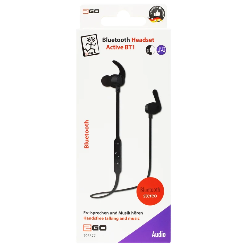 Bluetooth Sport Headset "Active BT1" - integrierte Steuerung - Dynamic Bass - schwarz