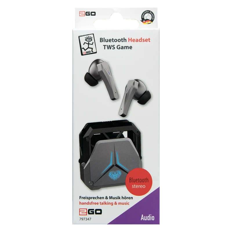 Bluetooth Headset "TWS Game" - Ladebox - Touch-Steuerung - LED-Illumination - silber