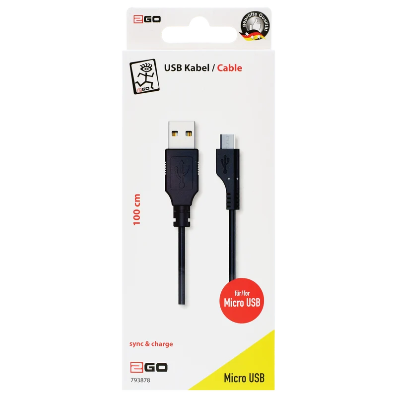 USB Datenkabel - USB A auf Micro-USB - 100 cm - schwarz