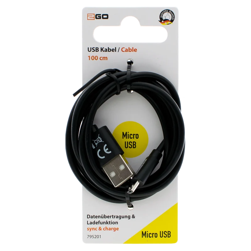 USB Datenkabel - USB A auf Micro-USB - 100 cm - schwarz