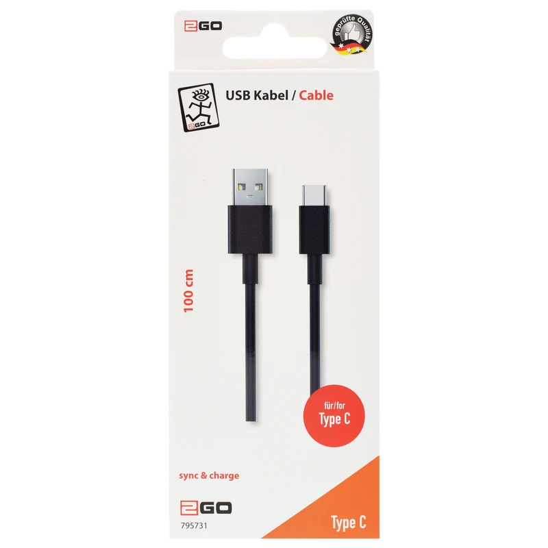 USB Datenkabel - USB A auf USB Type-C - 100 cm - schwarz