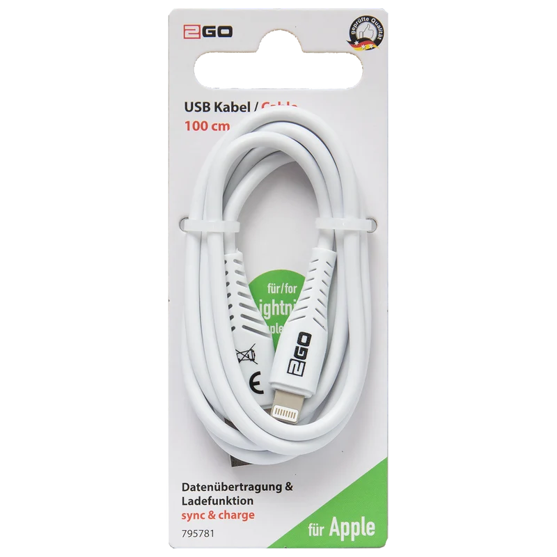 USB Datenkabel passend für Apple Geräte - USB A auf 8-Pin (Lightning) - Sync & Charge - 100 cm - weiß