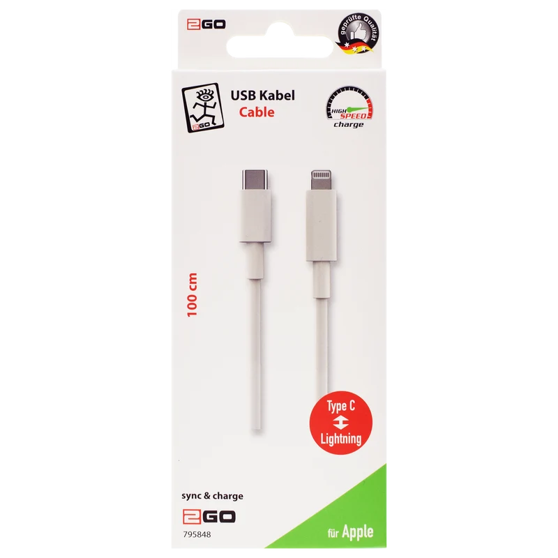 USB Datenkabel passend für Apple Geräte - USB Type-C auf 8-Pin (Lightning) - 100 cm - weiß