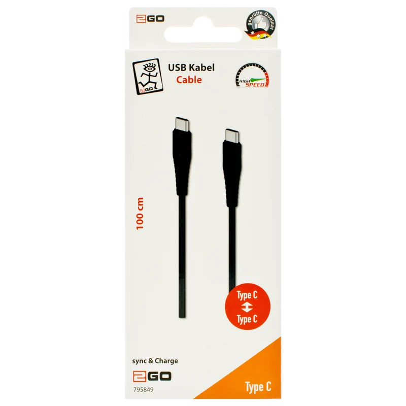 USB Datenkabel - USB Type-C auf USB Type-C - 100 cm - schwarz