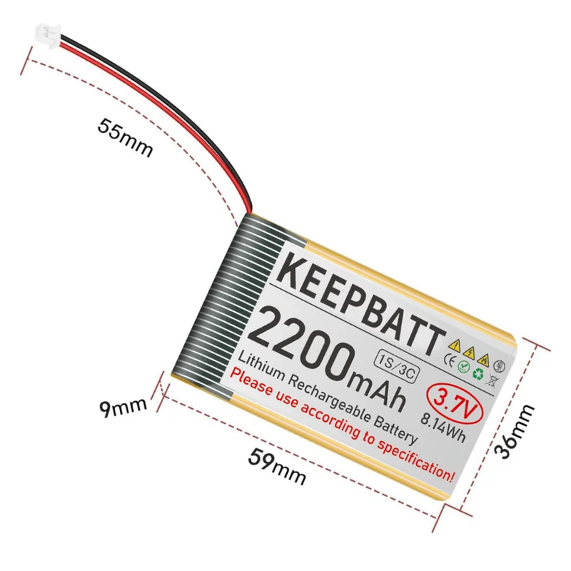 3,7V 2200mAh 903659 LiPo-Akku Wiederaufladbar 1S 3C Mit PCB MX1.25 Stecker Für Arduino ESP32 Entwicklungsboard