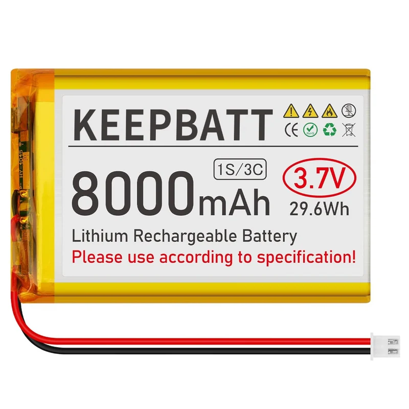 3,7V 8000mAh 126090 LiPo-Akku Wiederaufladbar 1S 3C Mit Dual PCB Micro JST PH 2.54 Stecker Für GPS-Drohne Mit Mehreren Geräten