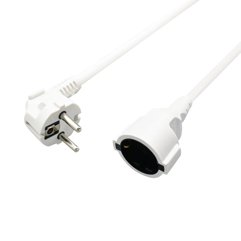 Schuko-Verlängerung mit Winkelstecker – 16A - 3680W - 500cm - weiß
