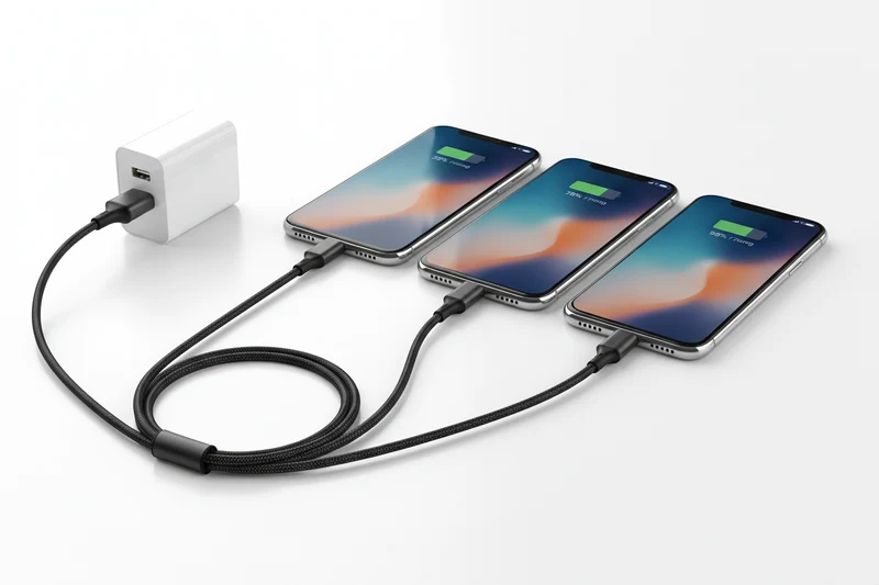 3 in 1 USB Ladekabel - USB A auf 3 x USB Type-C - 150 cm - schwarz