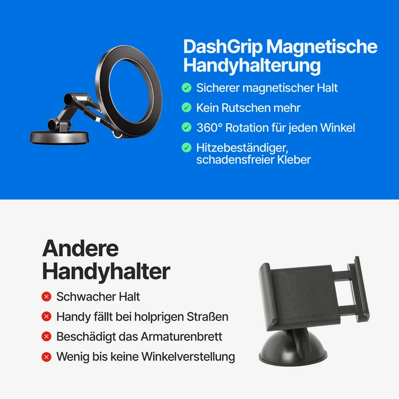 DashGrip Magnetischer Auto-Handyhalter mit verstellbarem Ständer