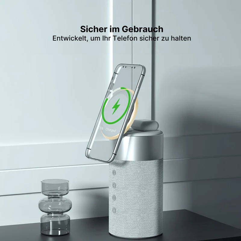 3-in-1 Kabelloses Ladegerät, Bluetooth-Lautsprecher & Nachtlicht
