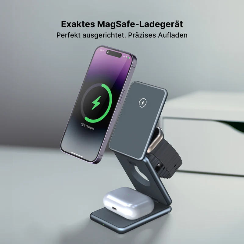 MagFold Pro 3-in-1 Aluminium Kabellose Ladestation