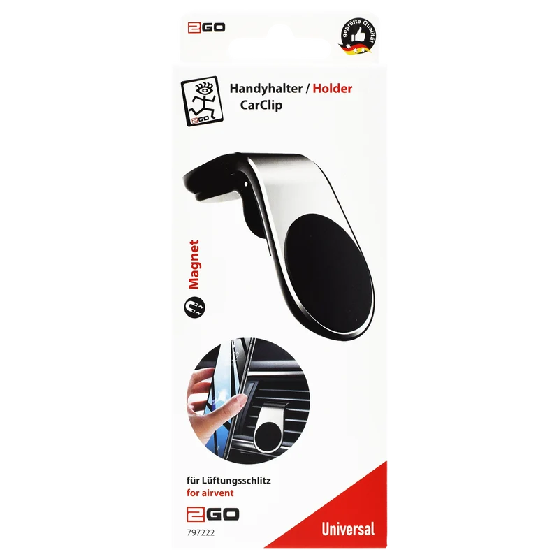 Universal Magnethalter "CarClip" - Magnet - inklusive Konterplatte - für Lüftungsschlitz - verschiedene Farben